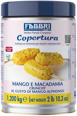 Polewa zastygająca Crunchy mango i macadamia stick coating YW3 1,2kg - FABBRI
